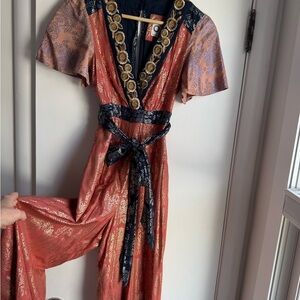 Anthropologie Akemi + Kin Navy and Gold Top